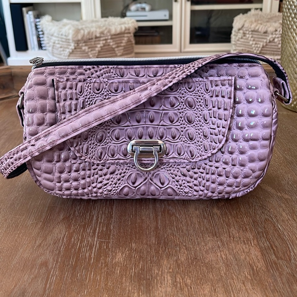 Lavender Crocodile Embossed Vegan Leather Handmade Purse - NWOT
